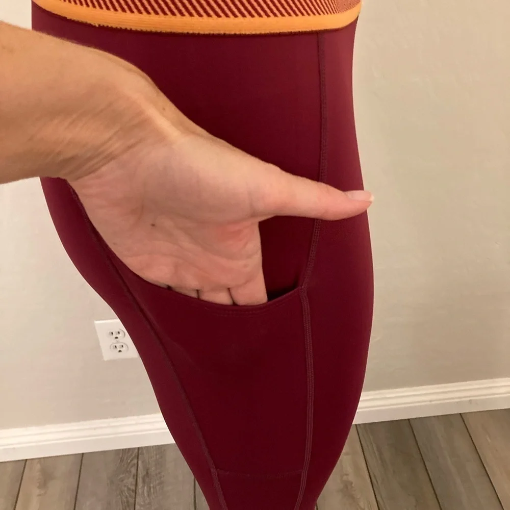Free People Movement Maroon Side Pocket Leggings Medium - Picture 9 of 11